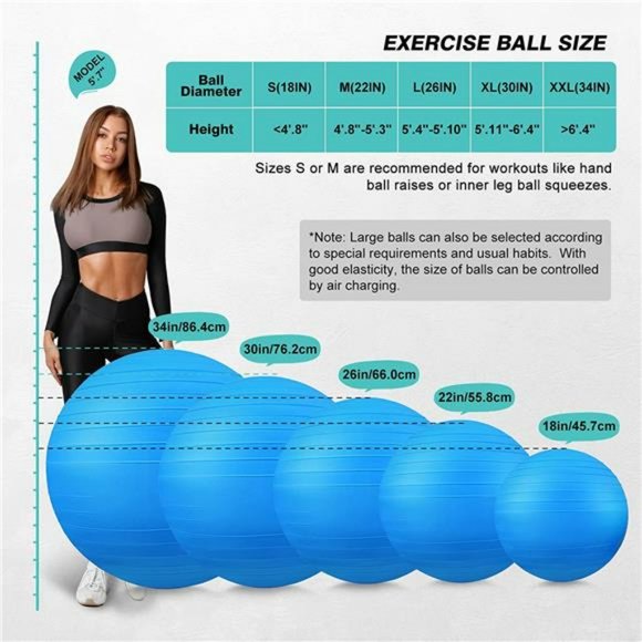 Exercise Ball, Thick Anti-Slip & Anti-Burst Yoga Pilates Ball with Air Pump - Picture 4 of 7